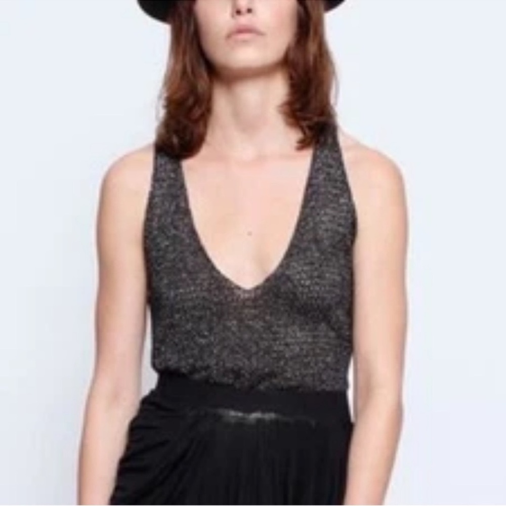 Zadig & Voltaire Black knit shimmer  Tank Top S/M